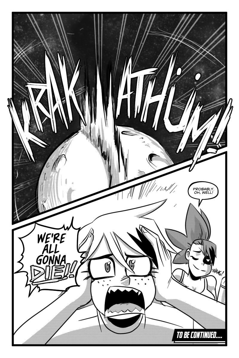 Mega Maiden's rampage and chaotic blasting has led to what seems to be the splitting of the moon! Lizzy reacts pretty logically in that she is completely 100% freaking out. Garnet hardly seems phased at all.