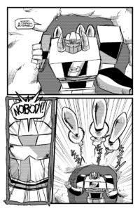 Blitzshell tired of Mega maiden's constant attacks, finally puts his foot down and attacks back by blasting all of his missiles at her.