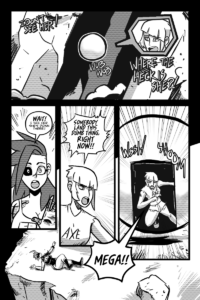 Dee Dee and the girls try frantically to find Mega Maiden after the huge explosion she caused from the inside of Blitzshell. they finally find her lying amongst the rubble, unconscious.