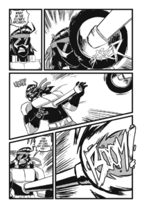 Heavy Middle gets a face full of bike tire thanks to Excite Bike. But when his "cool guy shades" get busted up he rages out sending a blast from his gut cannon.