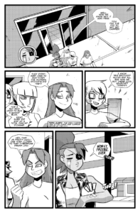 The girls walk out of the Hyper Agency building talking about how solo licenses' are free because you have to get chipped with the city's neuronet Garnet complains about how much she dislikes it.