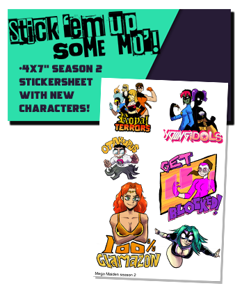 an image showcasing a Sticker set of characters from Mega maiden season 2